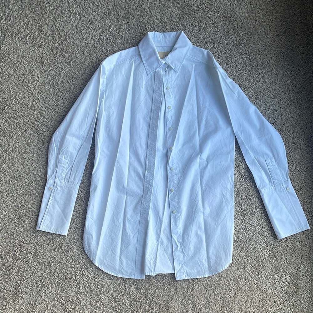 Classic Six white button down shirt in cotton poplin (size 0)